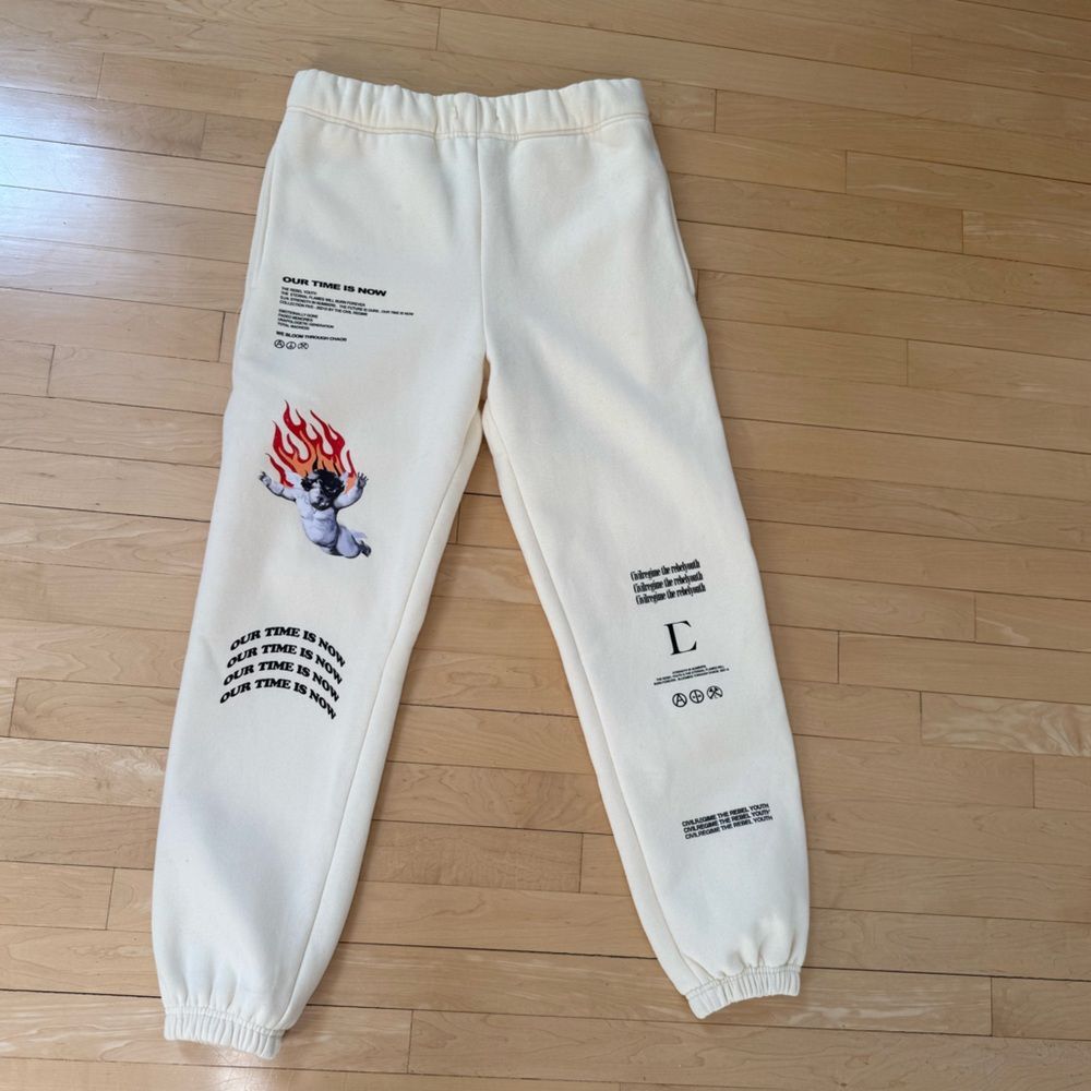 Civil Regime This is Our Time Sweatpant Joggers in Creamy White M - Picture 8 of 8
